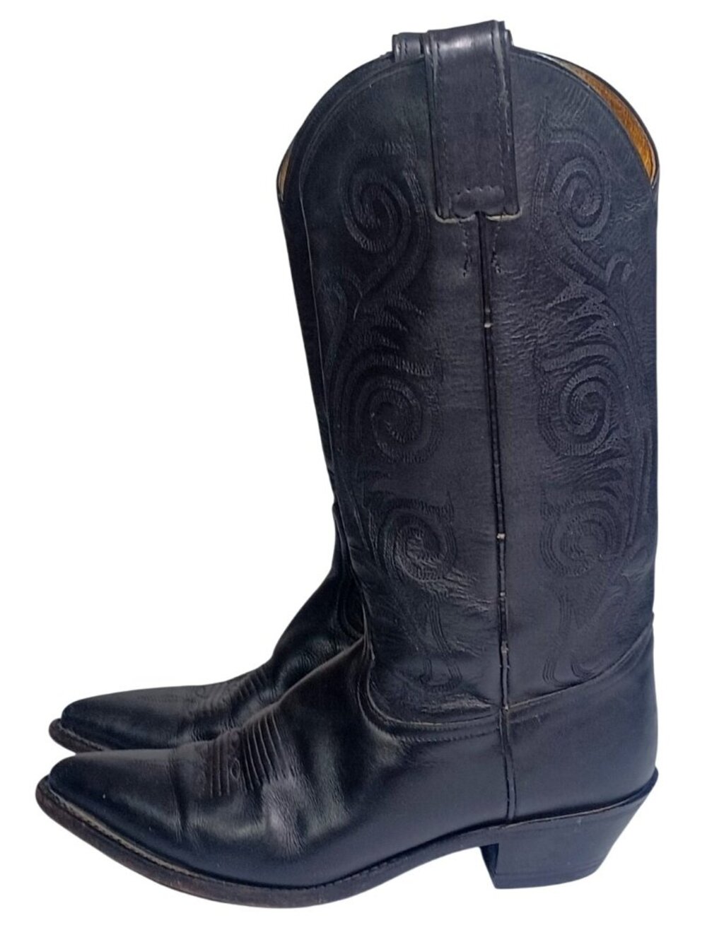Tony Lama Women's 8.5  Black Western Scroll Embroidered Cowboy Cowgirl Boots